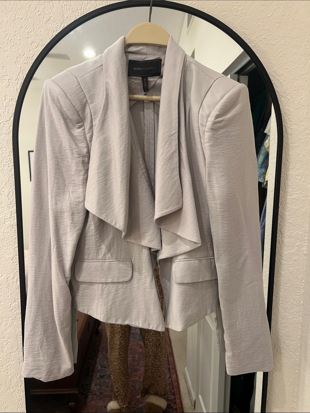 BCBGMaxAzria Light Gray Draped Open-Front Blazer